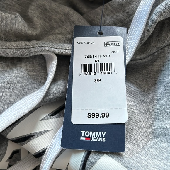 Tommy Jeans-Women Size S- Gray-Sweatshirt Dress w/ Hood-27 in from armpit to hem - Picture 4 of 5